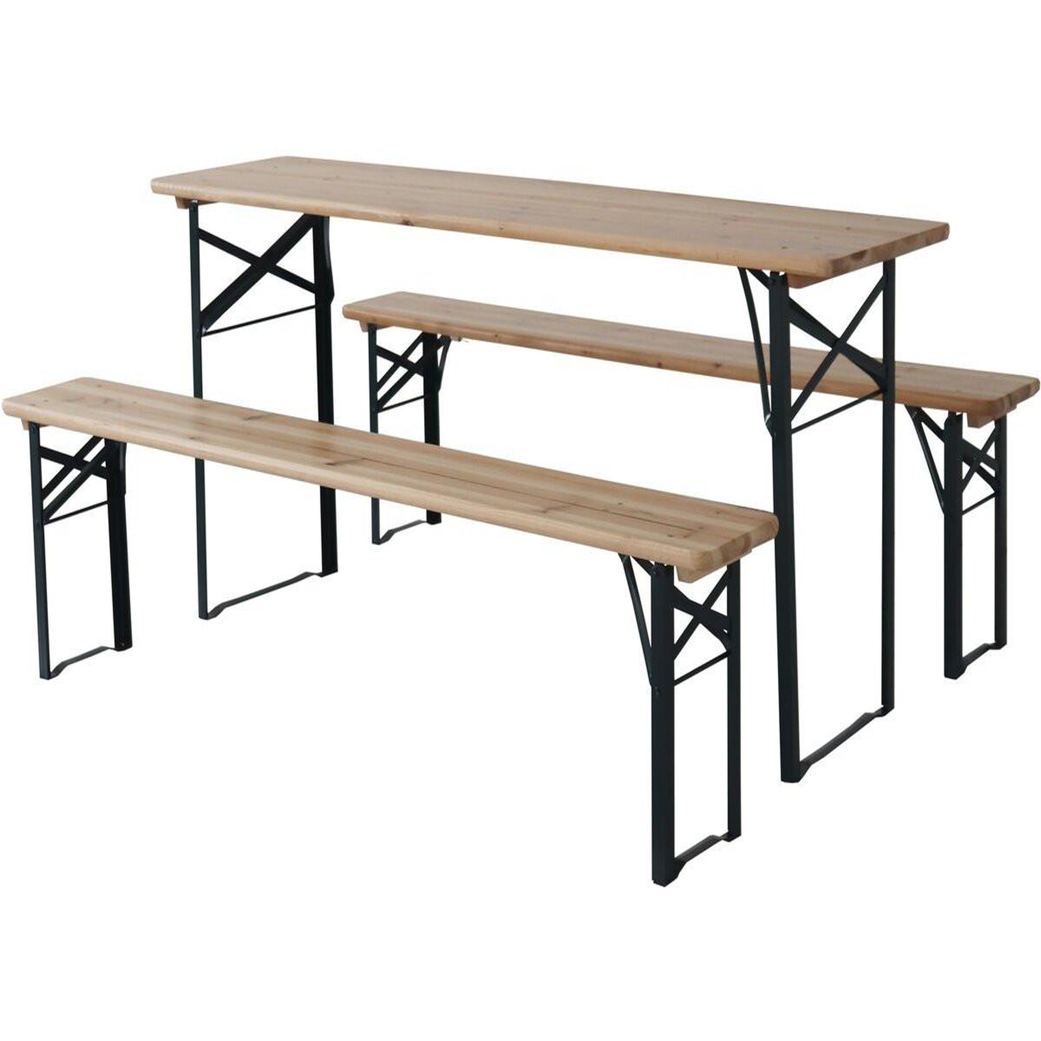 Habitat et Jardin Table de jardin brasserie pliante avec 2 bancs   lisbonne   - 176 x 46 x 75 cm -  marron