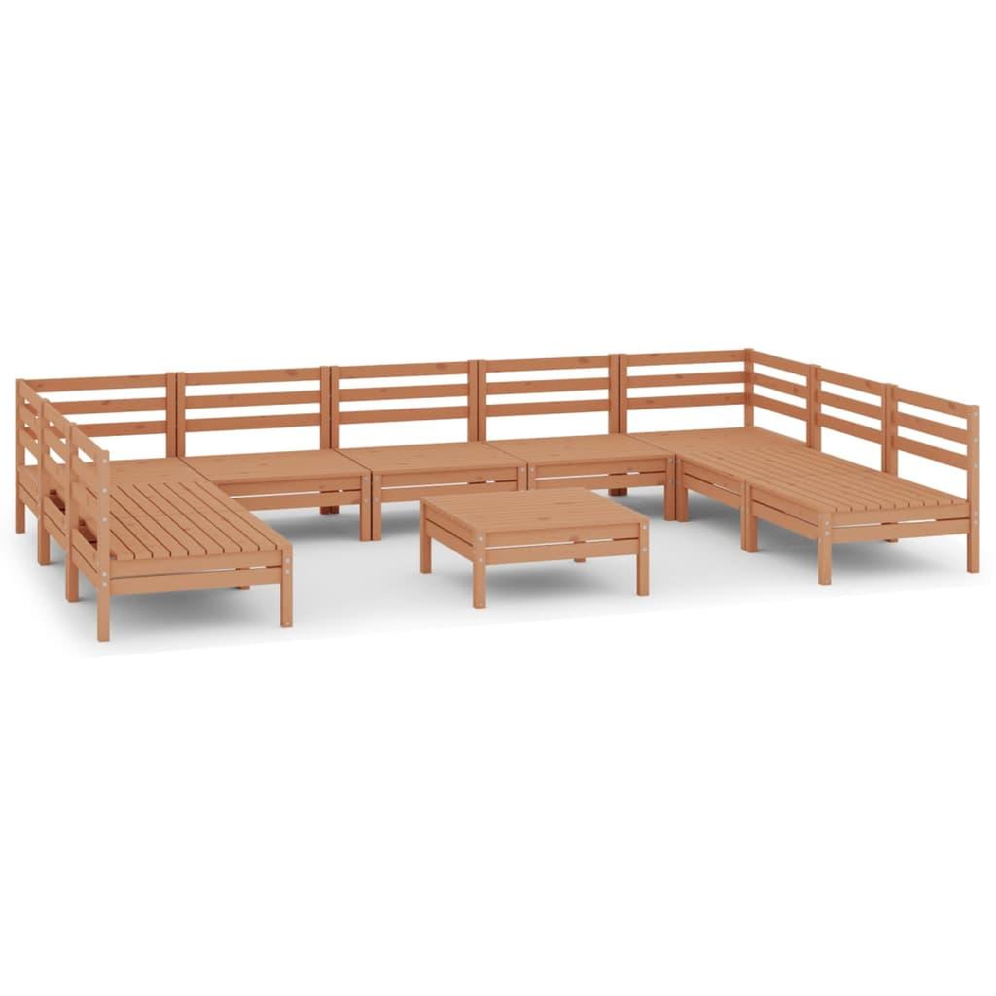 Voir la diapositive 2 : VIDAXL Salon de jardin 10 pcs Marron miel Bois de pin massif