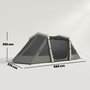 Voir la diapositive 3 : OUTSUNNY Tente gonflable camping 4 personnes 3 pièces auvent imperméabilité 3000mm gris