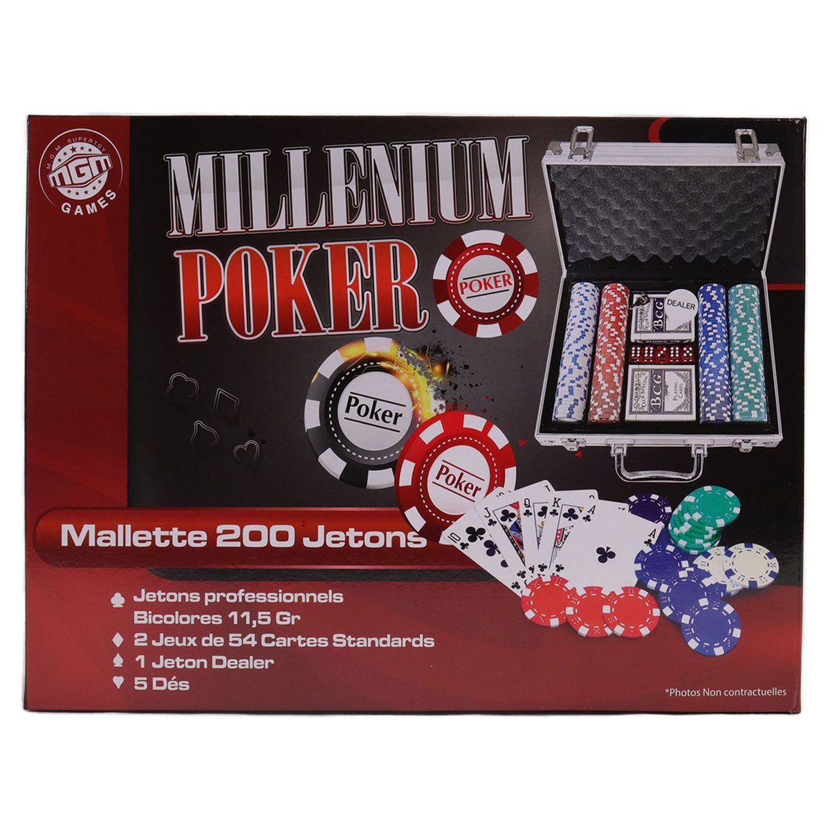 MGM Malette de Poker 200 jetons numérotés 