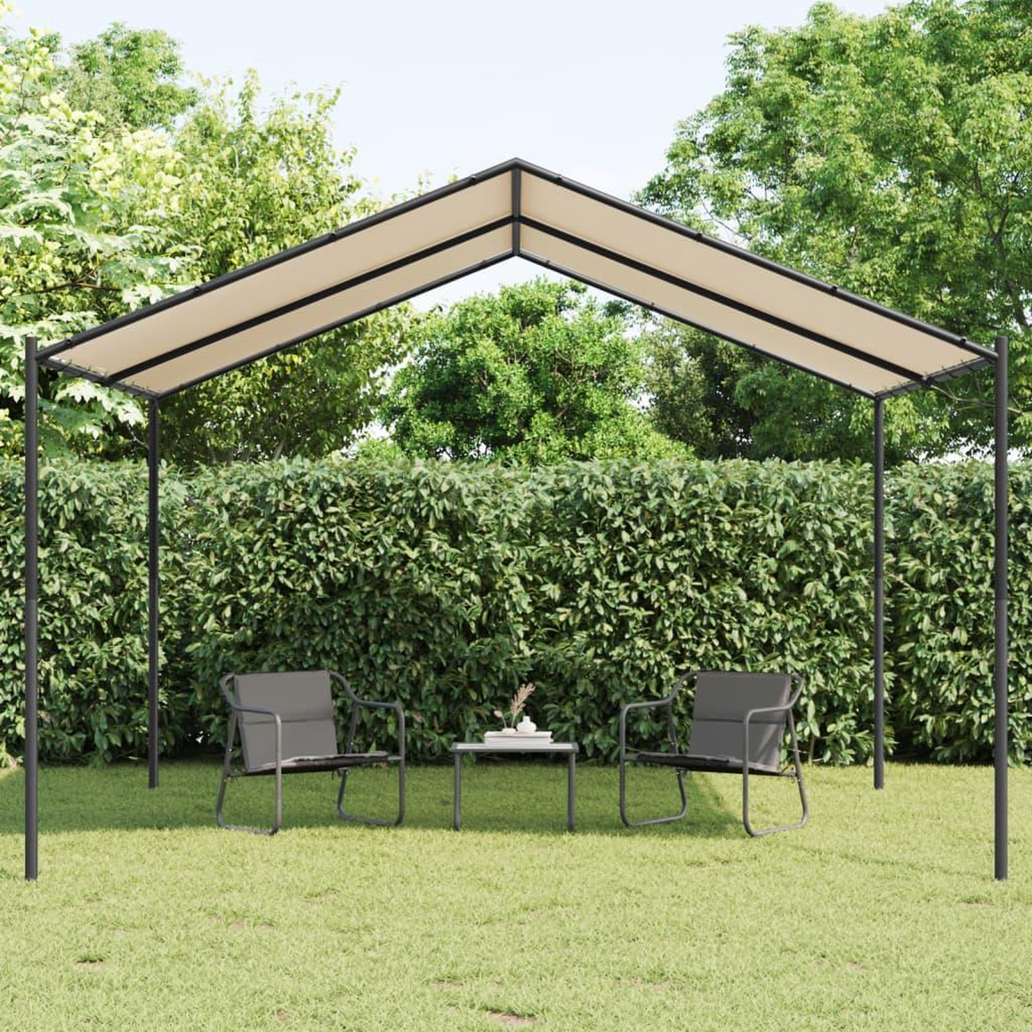 Voir la diapositive 2 : VIDAXL Tente a auvent beige 4x4 m acier et tissu