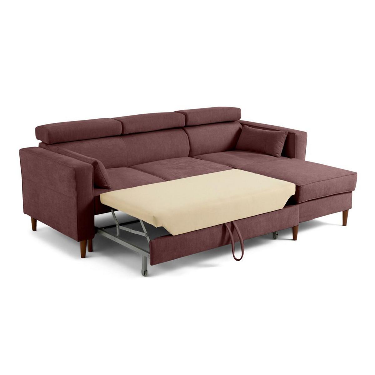 BEST MOBILIER Alicante - canapé d'angle réversible convertible avec têtières - coffre - 4 places - en tissu texturé