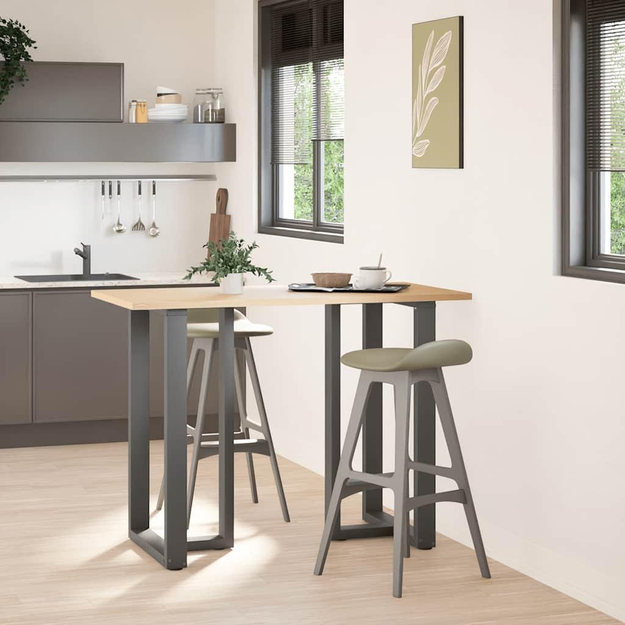 Voir la diapositive 2 : VIDAXL Pieds de table de bar forme de T 2 pcs anthracite acier