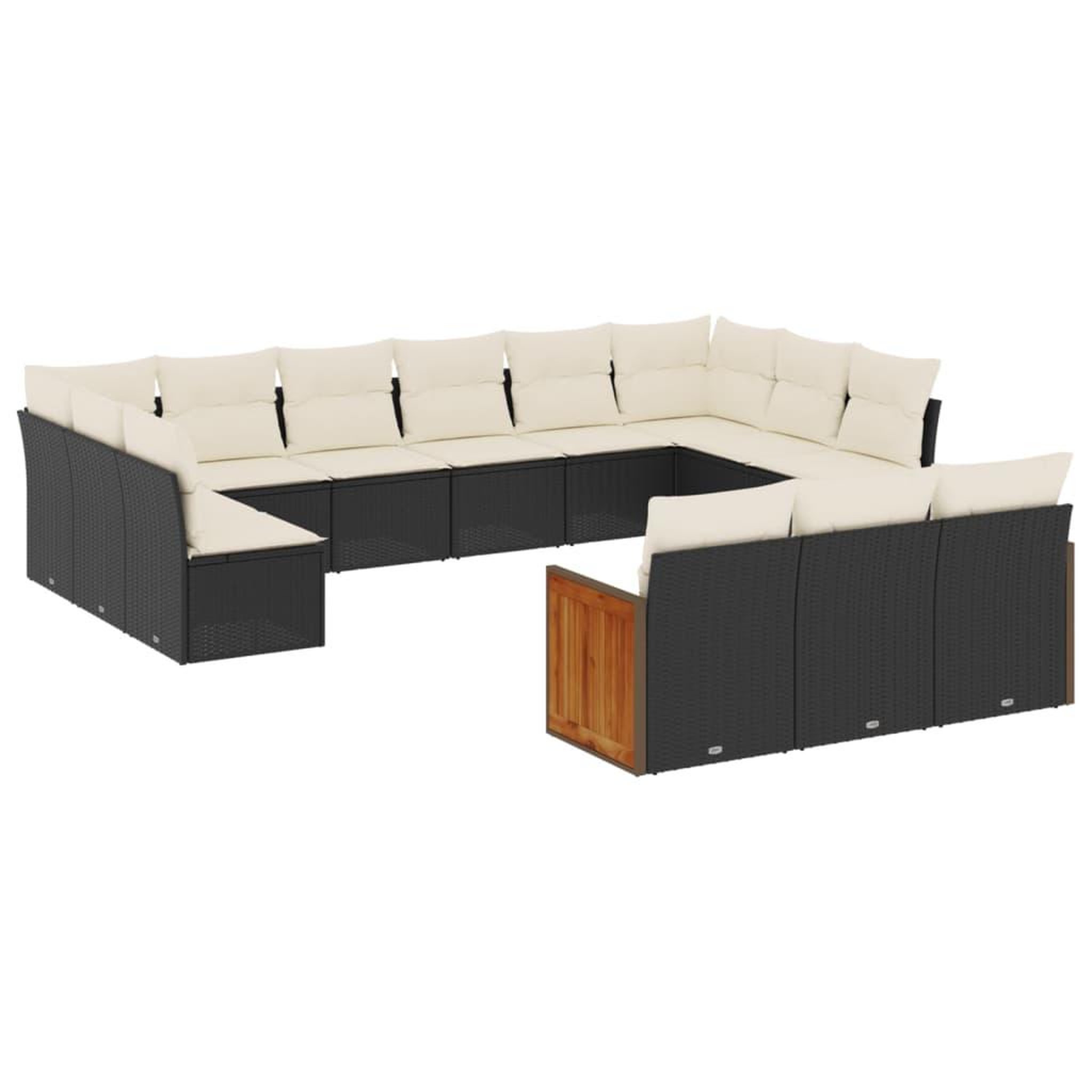 Voir la diapositive 2 : VIDAXL Salon de jardin avec coussins 13 pcs noir resine tressee
