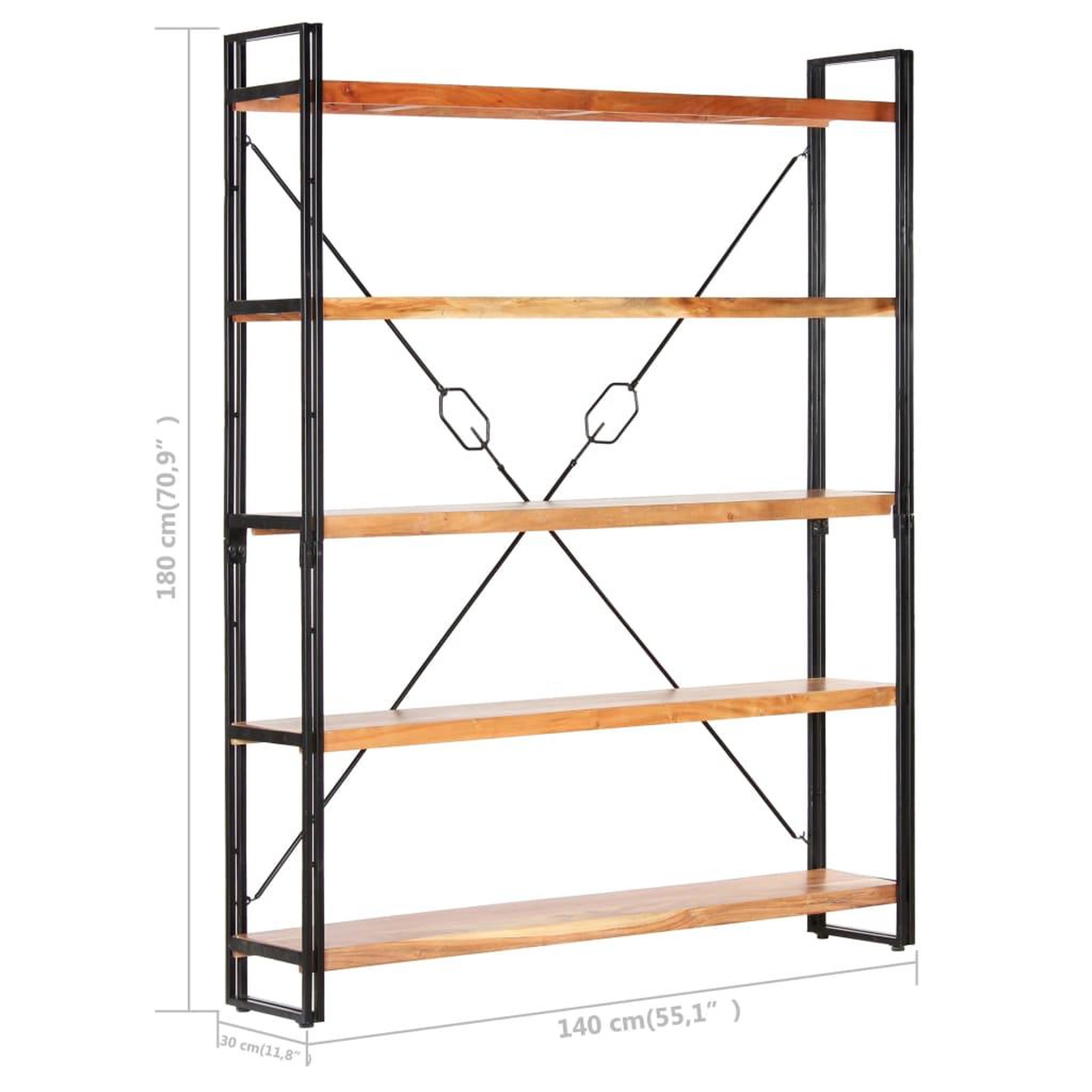 Voir la diapositive 6 : VIDAXL Bibliotheque a 5 niveaux 140x30x180 cm Bois d'acacia solide