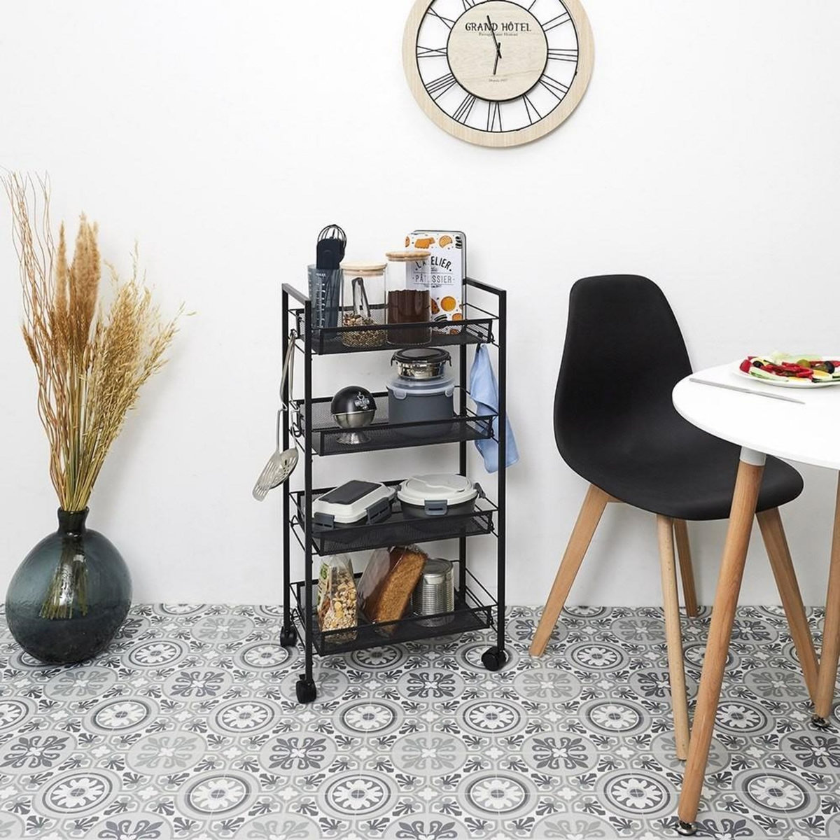 The Home Deco Factory Desserte à roulettes 4 niveaux