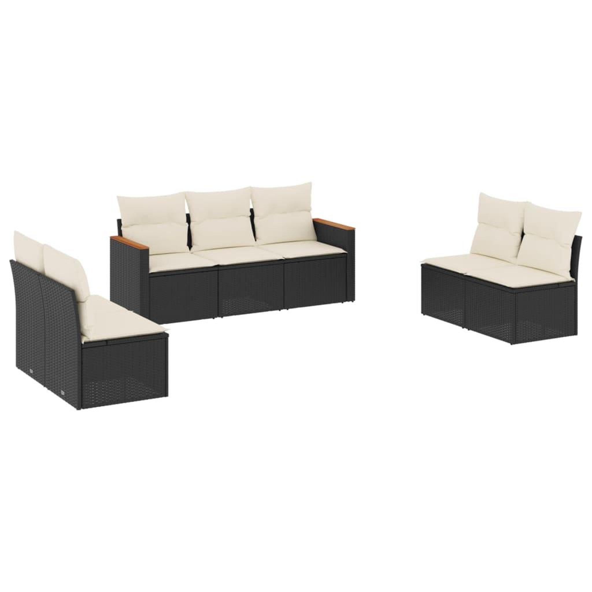 Voir la diapositive 2 : VIDAXL Salon de jardin 7 pcs avec coussins noir resine tressee
