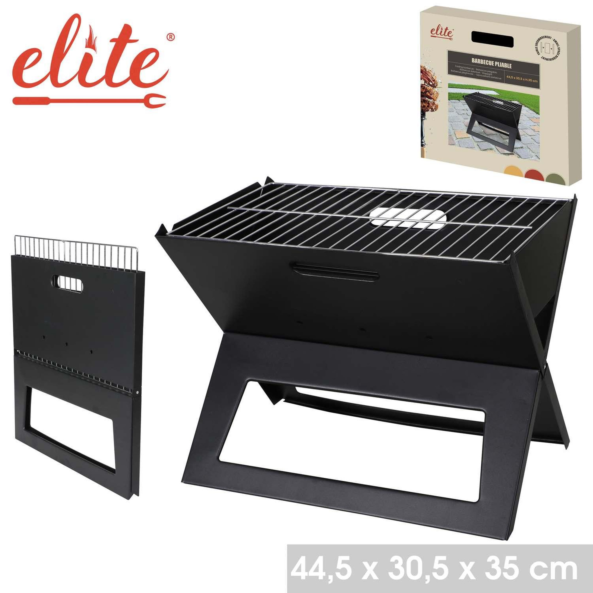 Voir la diapositive 5 : SUNNYDAYS Barbecue à charbon pliable - l. 44,5 x l. 30,5 cm - noir