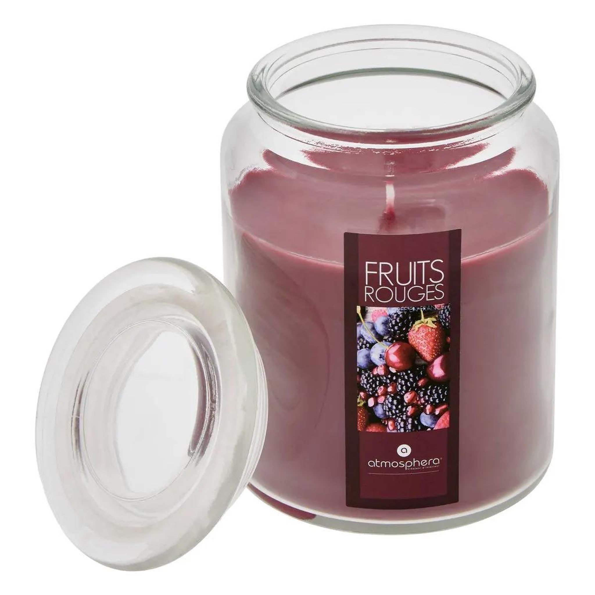 Voir la diapositive 2 : COMPTOIR DE LA BOUGIE Bougie parfumée en verre  couvercle  510g fruits rouges