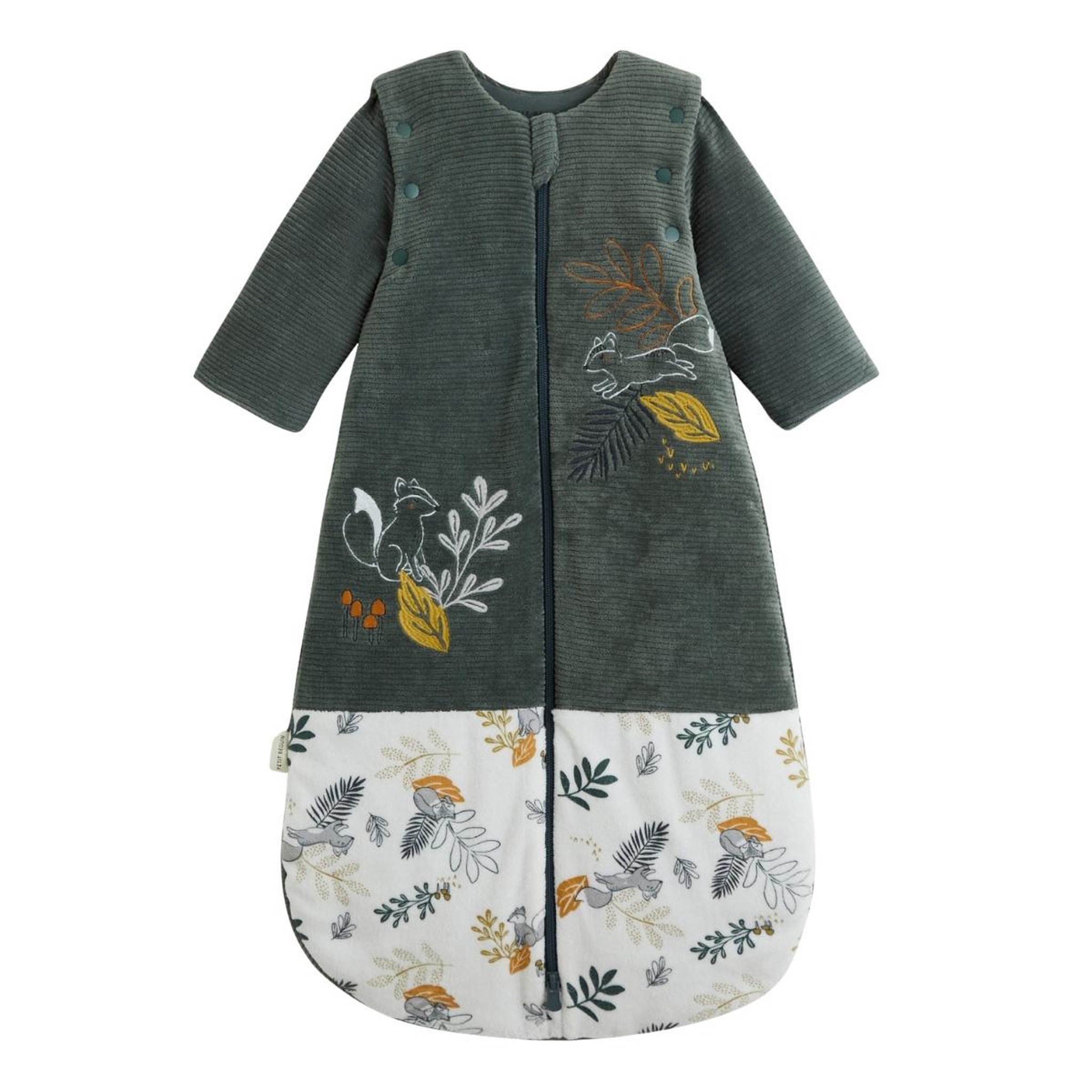 PETIT BEGUIN Gigoteuse d'hiver en velours avec manches amovibles elliott. Coloris disponibles : Vert