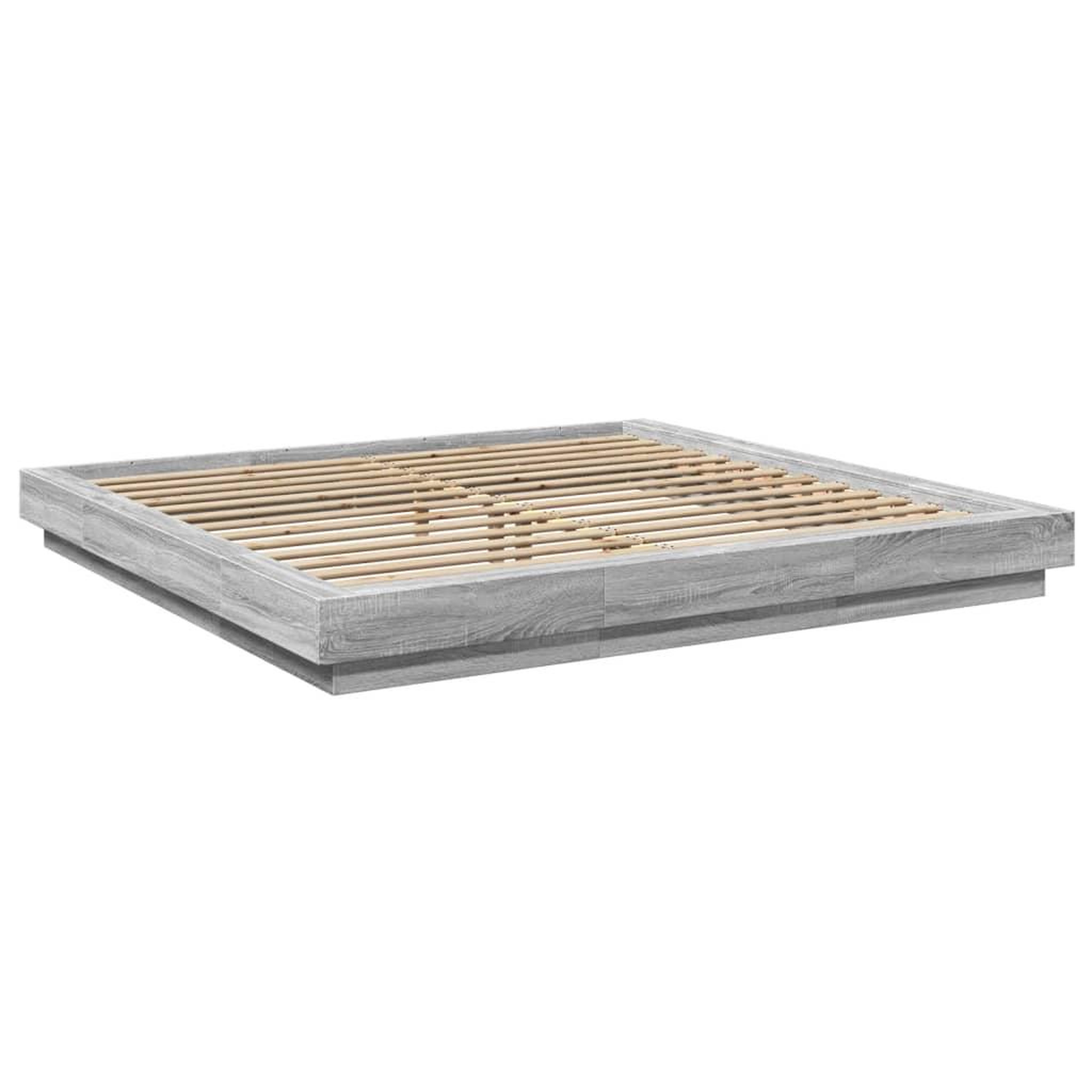 Voir la diapositive 3 : VIDAXL Cadre de lit et lumieres LED sans matelas sonoma gris 180x200cm
