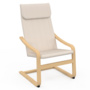 Voir la diapositive 1 : ID MARKET Fauteuil NILS bois façon hêtre et coussin tissu beige