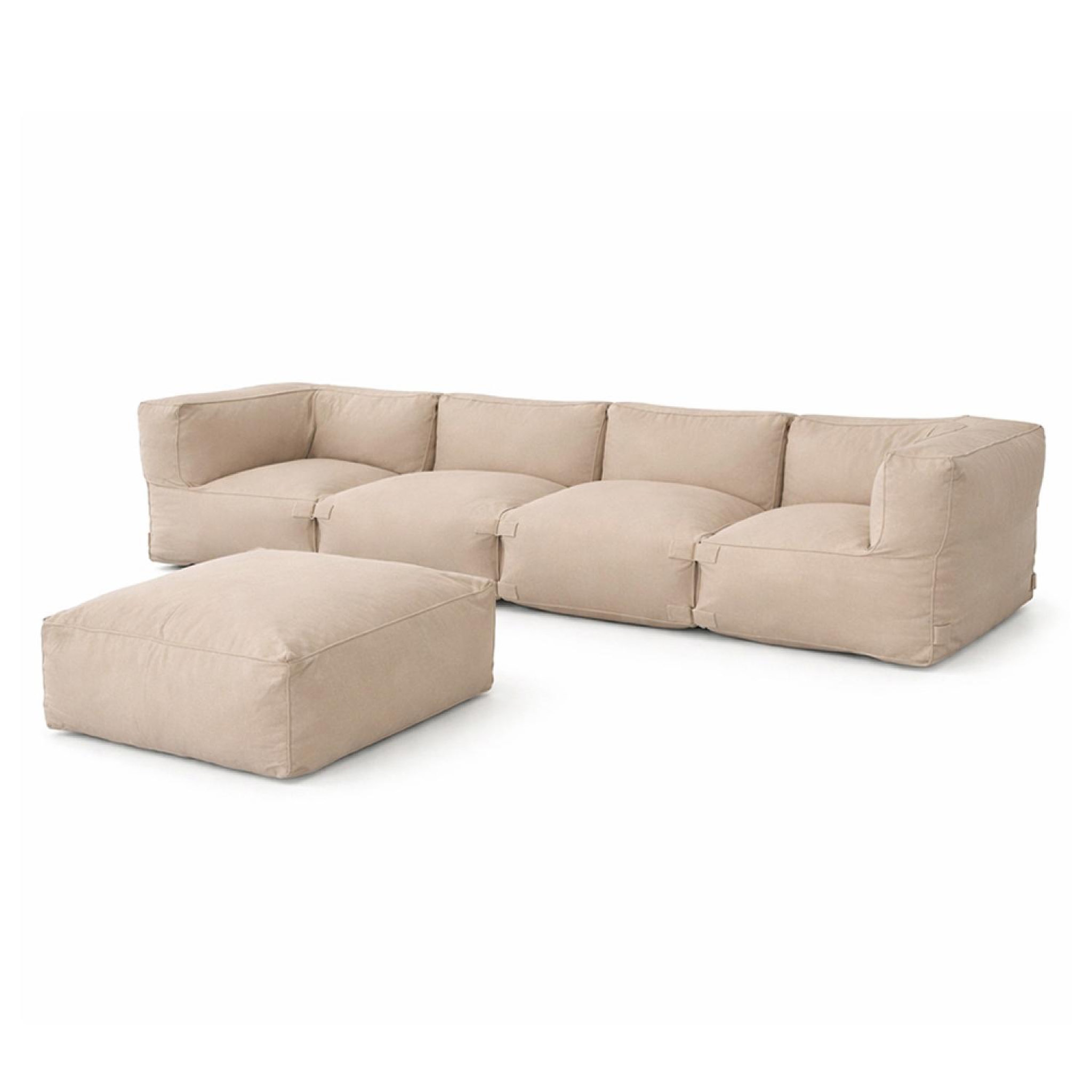 Voir la diapositive 4 : CONCEPT USINE Salon de jardin modulable 5 places beige en tissu déperlant praiano