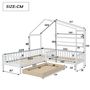 Voir la diapositive 3 : MERAX Lit cabane enfant 90x200(70x140)cm pin coloris blanc