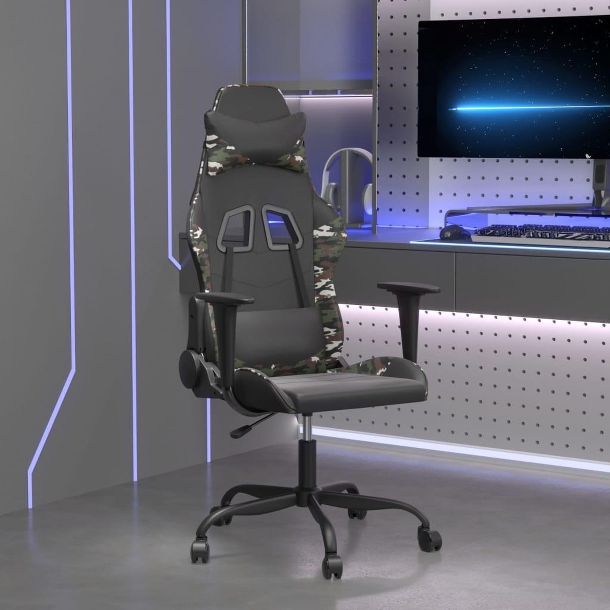 VIDAXL Chaise de jeu de massage Noir et camouflage Similicuir