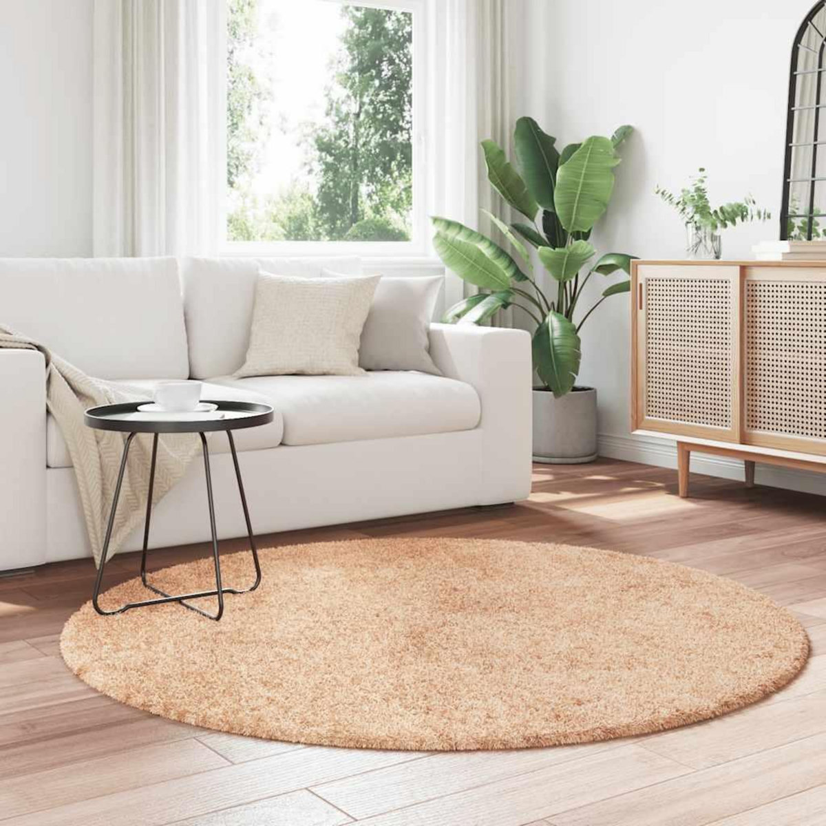 VIDAXL Tapis shaggy a poils longs NAVARRA beige 160x160 cm polyester