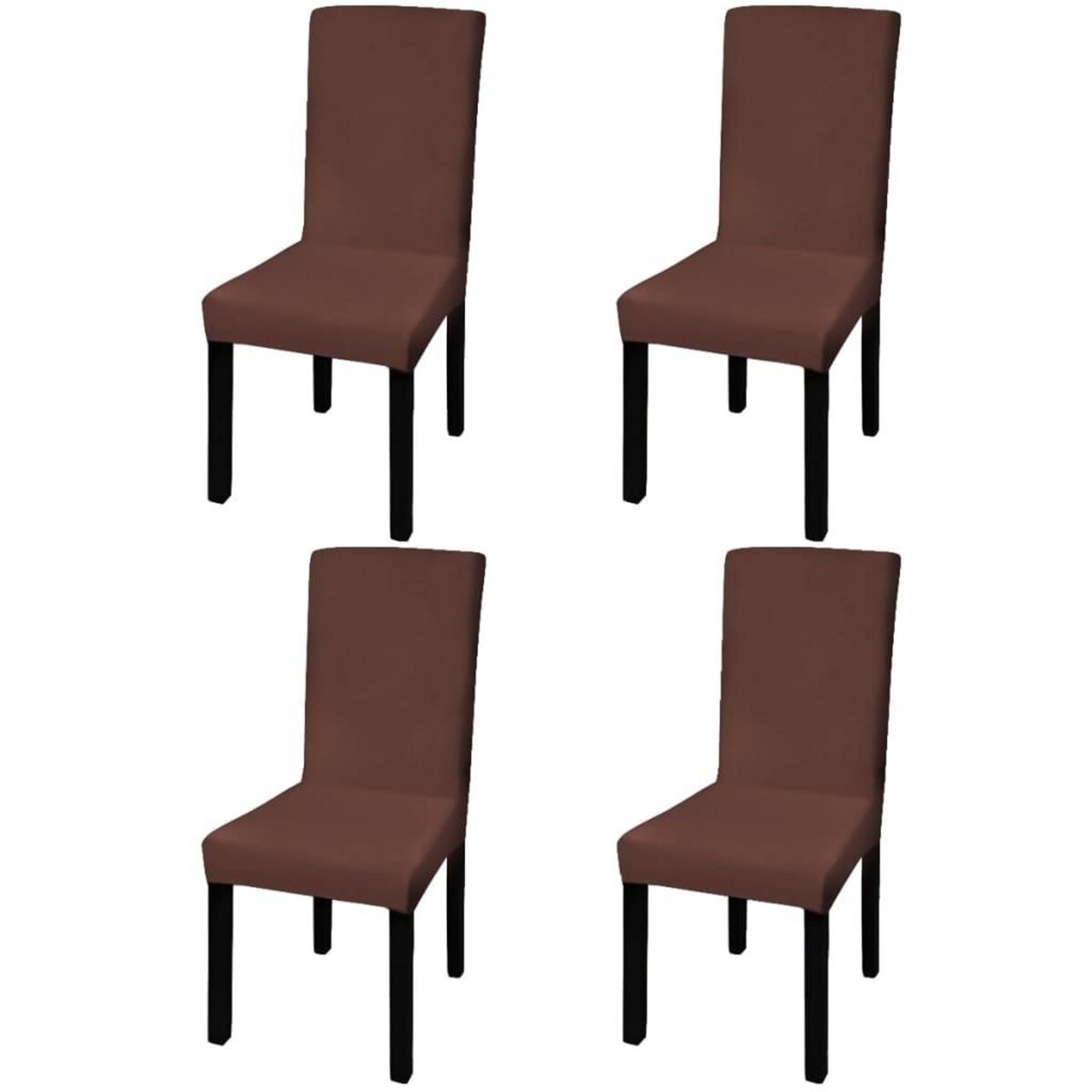 VIDAXL Housse de chaise droite extensible 4 pcs marron