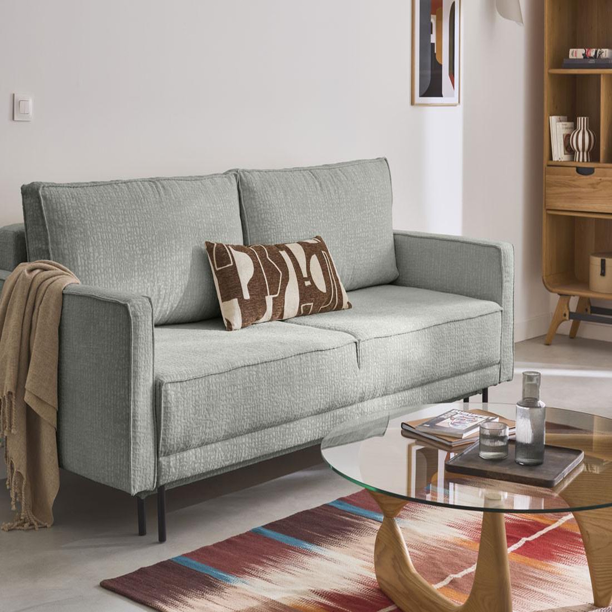 Voir la diapositive 1 : LISA DESIGN Charlie - canapé droit 3 places - convertible avec coffre - en tissu velours relief