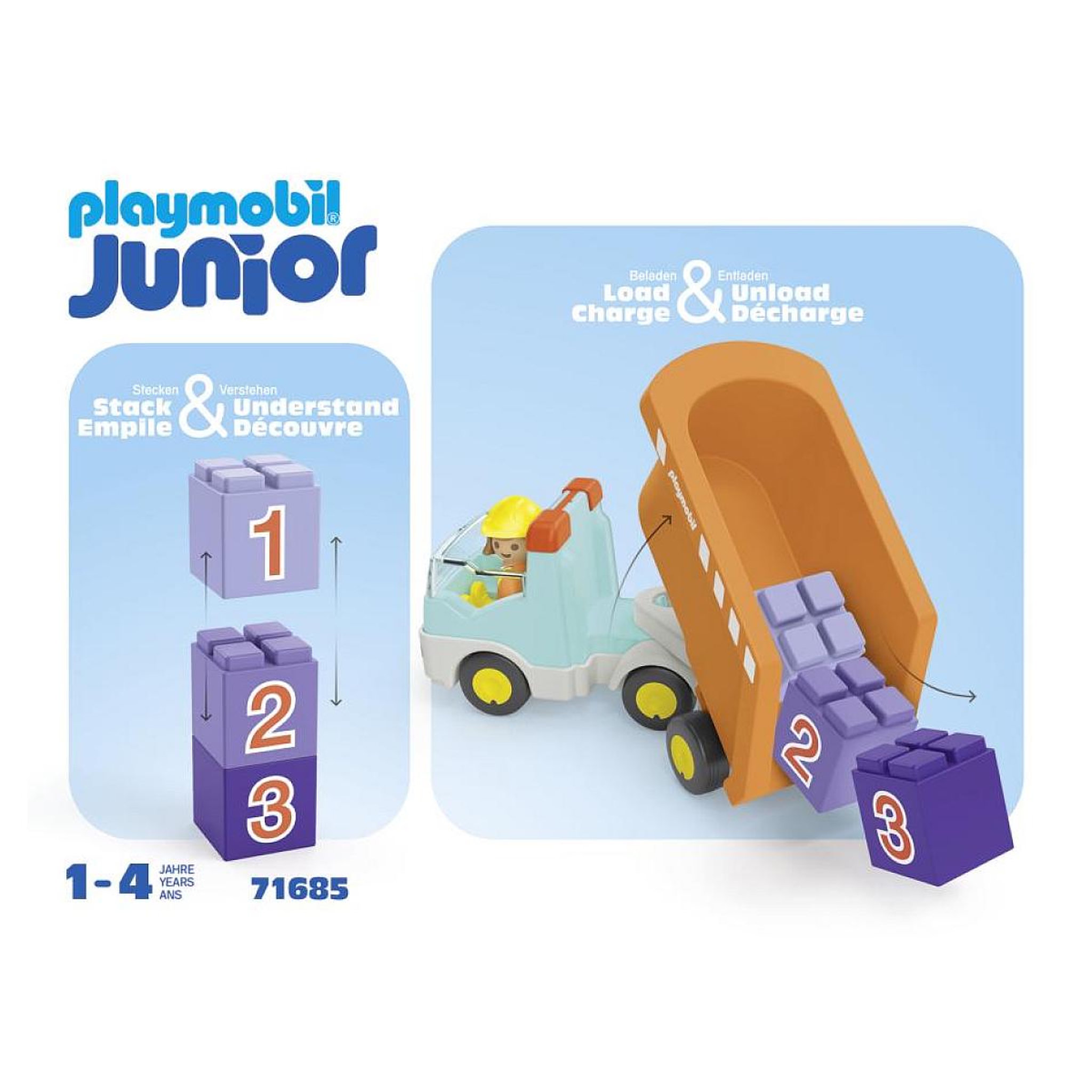 Voir la diapositive 2 : PLAYMOBIL 71685 -  junior - Camion benne