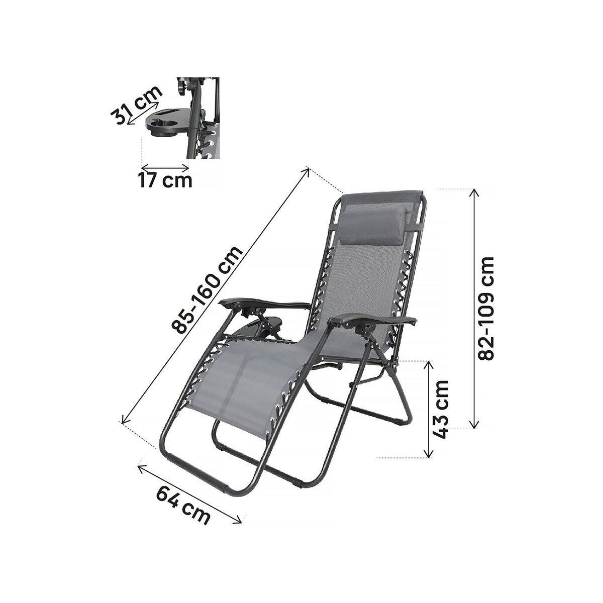 Habitat et Jardin Fauteuil de jardin relax zéro gravité  Sintra  - Gris