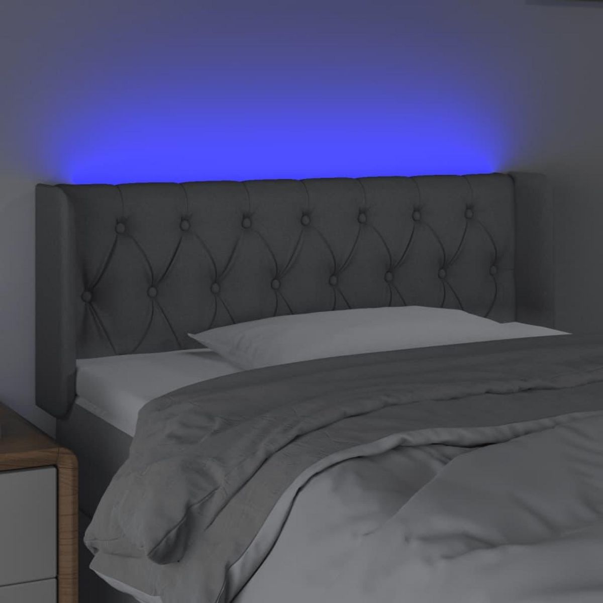VIDAXL Tete de lit a LED Gris clair 103x16x78/88 cm Tissu