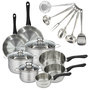 Voir la diapositive 1 : Fackelmann Set 2 poêles 20 24 cm 3 casseroles 12 16 20 cm, 3 faitouts 16, 20 et 24 cm en inox et 6 ustensiles inox Fackelmann Geneva