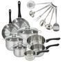 Voir la diapositive 1 : Fackelmann Set 2 poêles 20 24 cm 3 casseroles 12 16 20 cm, 3 faitouts 16, 20 et 24 cm en inox et 6 ustensiles inox Fackelmann Geneva