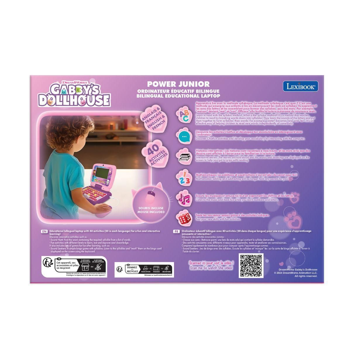 Lexibook Mon premier ordinateur éducatif Gabby et la Maison Magique (EN/FR)