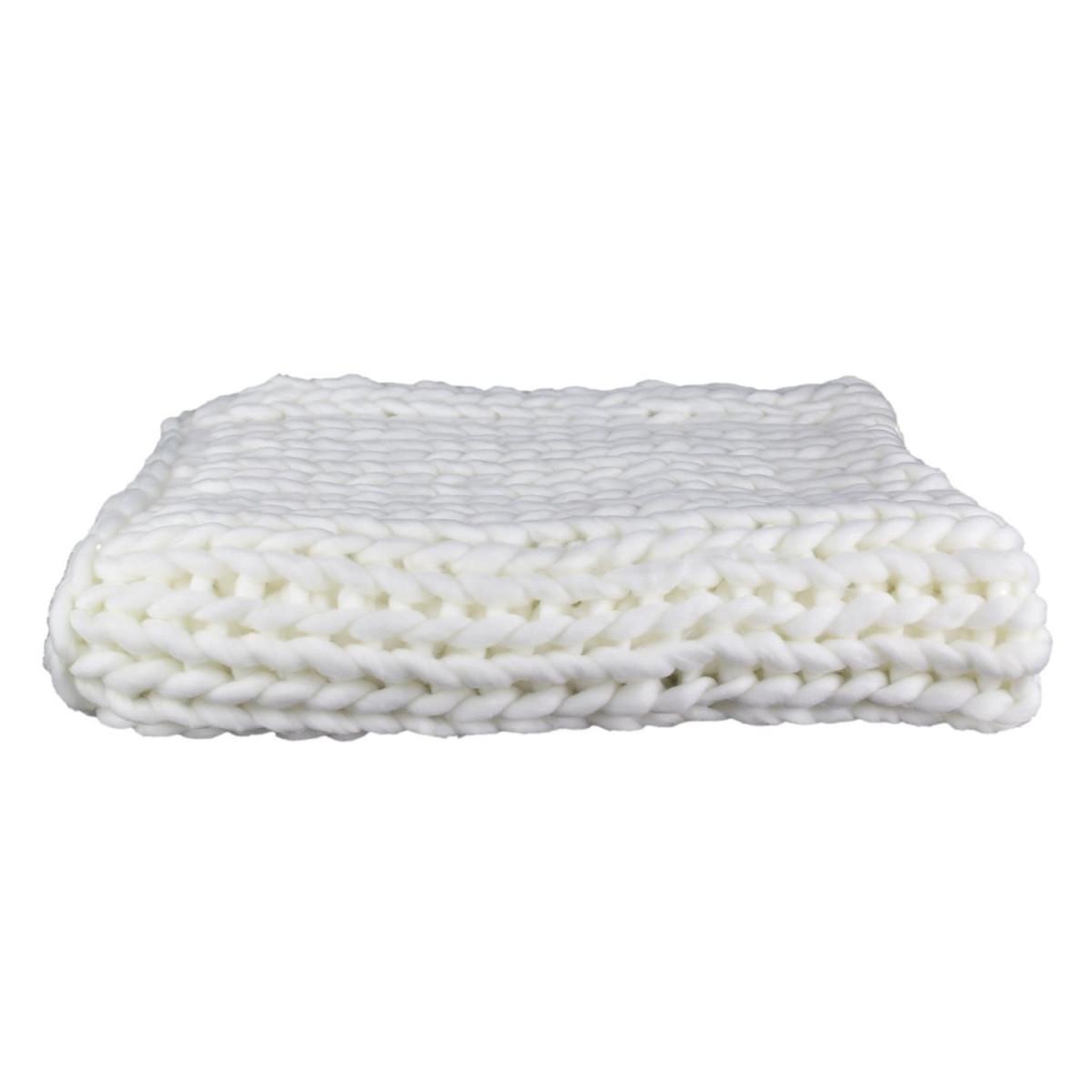 The Home Deco Factory Plaid déco maille  chunky  120x150cm écru