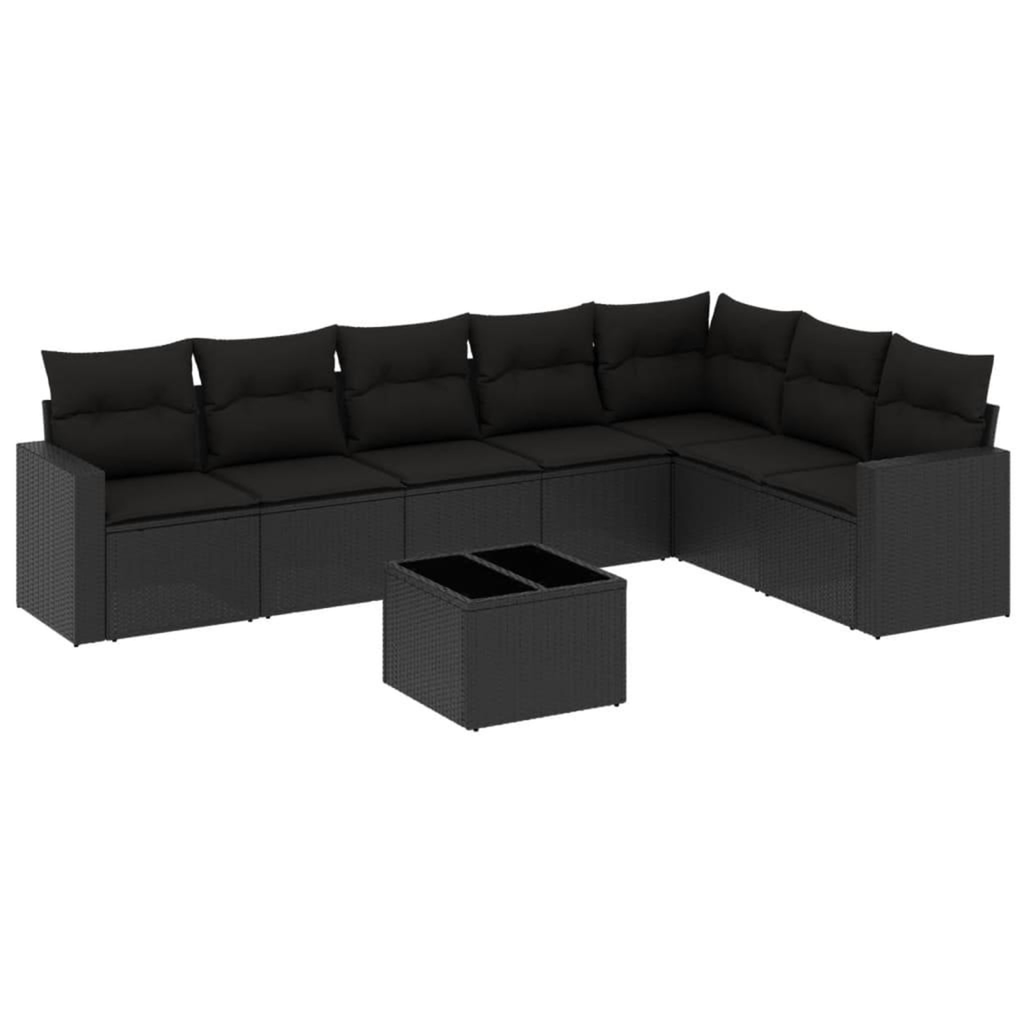 Voir la diapositive 2 : VIDAXL Salon de jardin 8 pcs avec coussins noir resine tressee