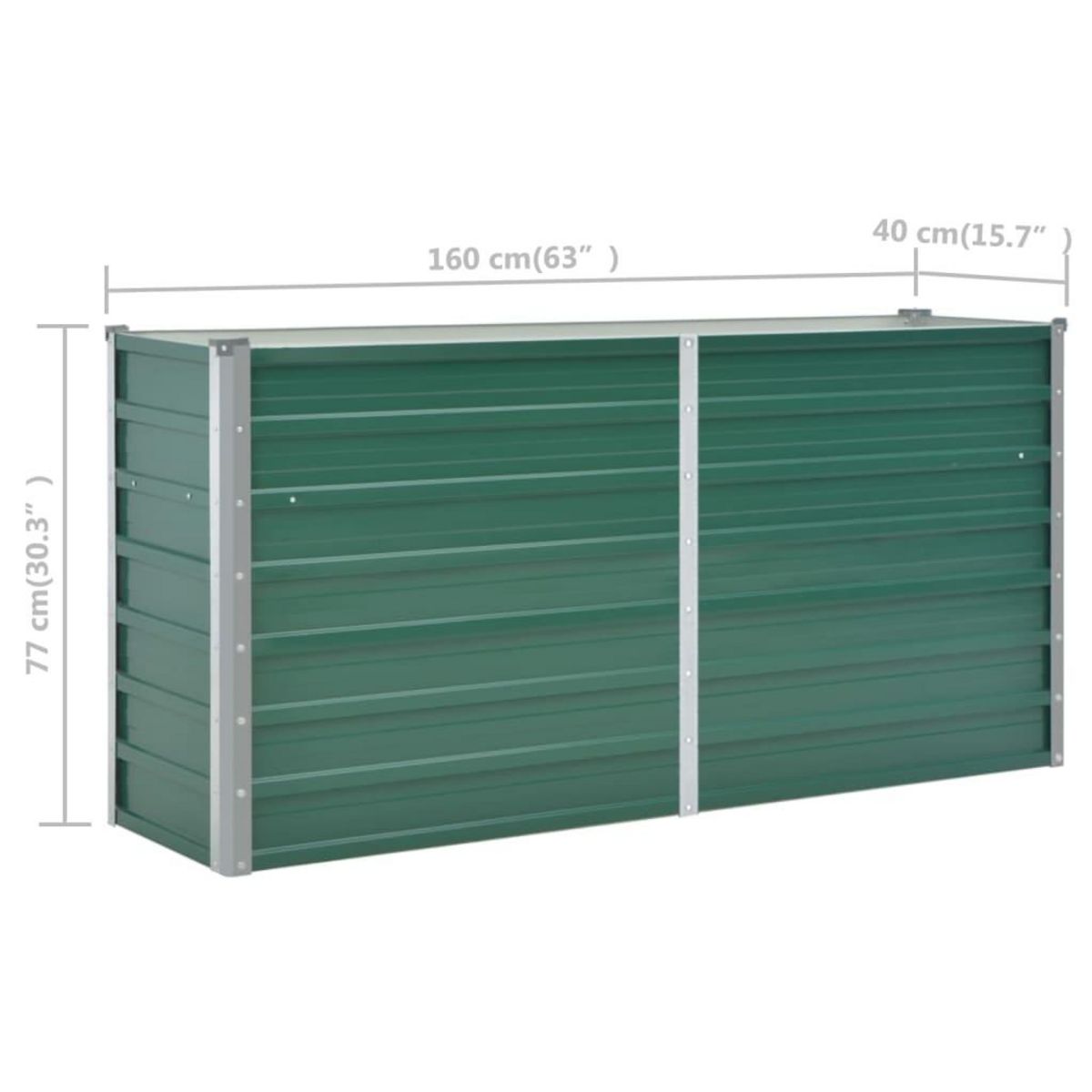 VIDAXL Lit sureleve de jardin Acier galvanise 160x40x77 cm Vert