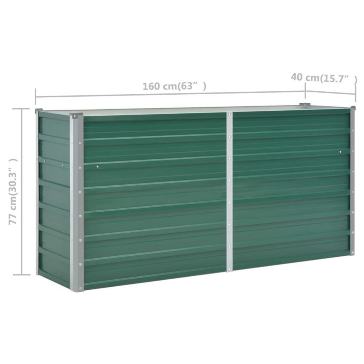 VIDAXL Lit sureleve de jardin Acier galvanise 160x40x77 cm Vert