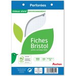 AUCHAN Lot de 100 fiches bristol 14,8x21cm petits carreaux 5x5 perforées