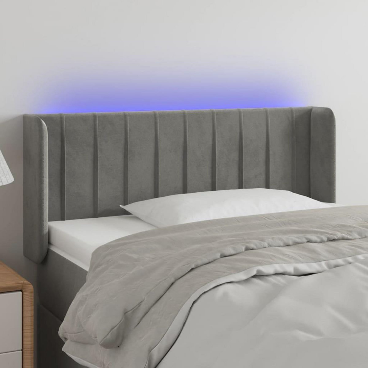 VIDAXL Tete de lit a LED Gris clair 103x16x78/88 cm Velours