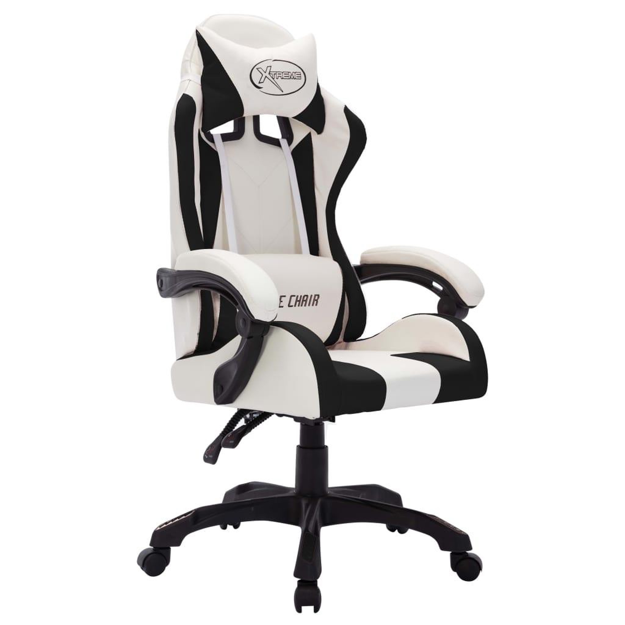 Voir la diapositive 3 : VIDAXL Fauteuil de jeux video avec LED RVB Blanc et noir Similicuir