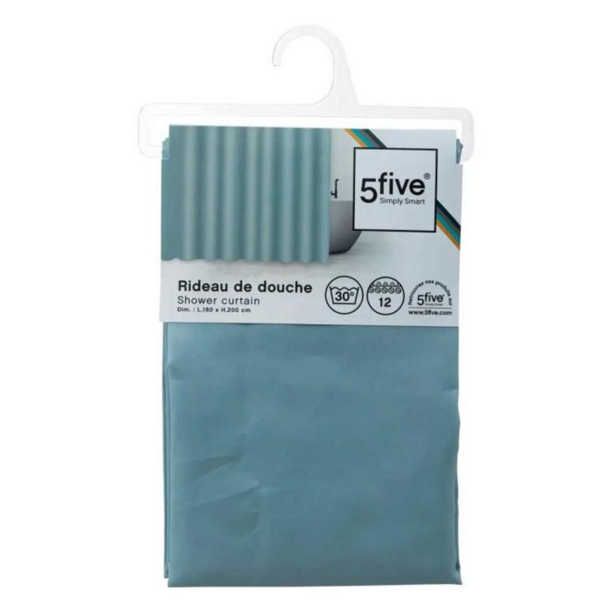 FIVE Rideau de Douche  Classique  180x200cm Bleu Arctique