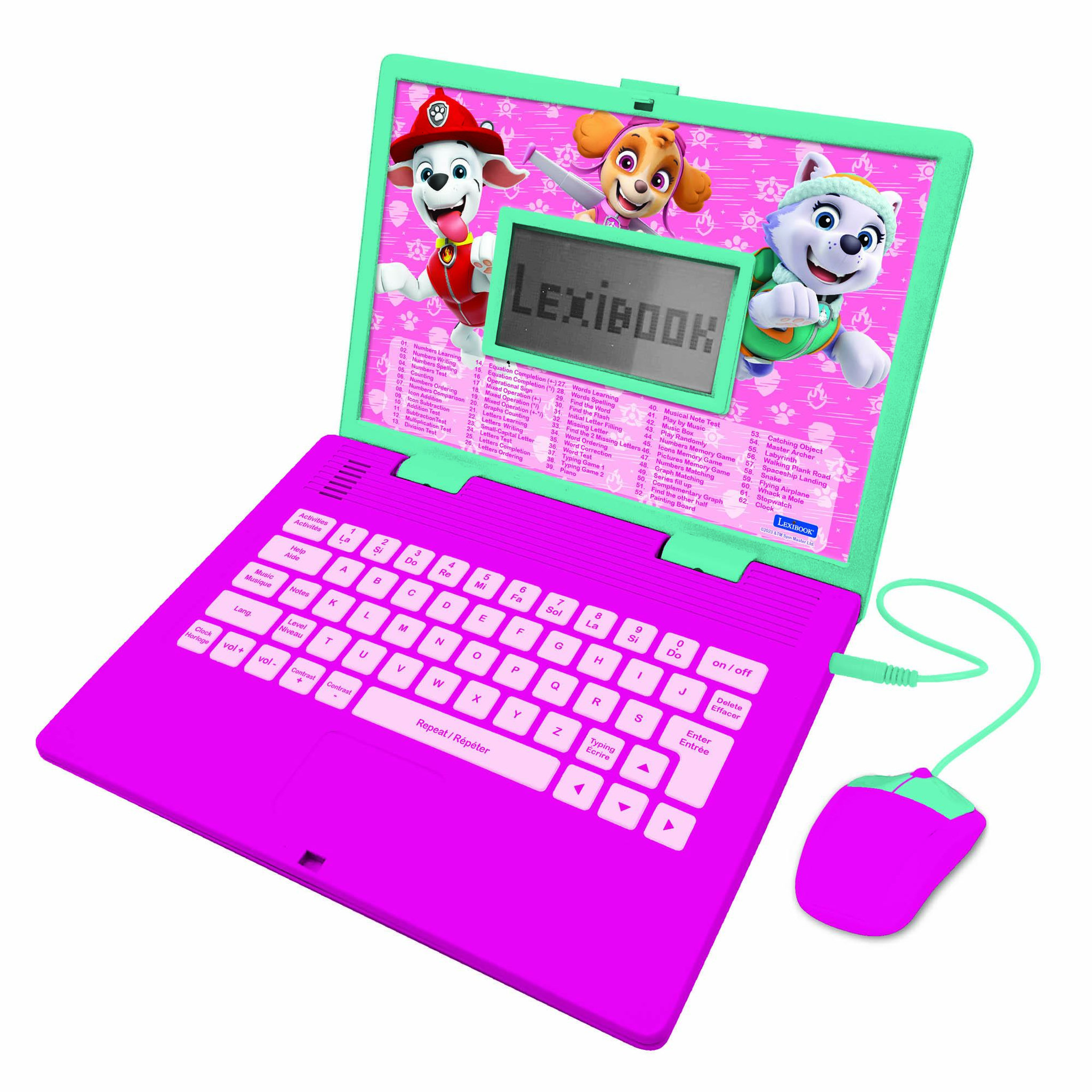 Lexibook Ordinateur portable éducatif bilingue La Pat Patrouille Girly (FR/EN)