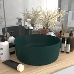 VIDAXL Lavabo rond de luxe Vert fonce mat 40x15 cm Ceramique
