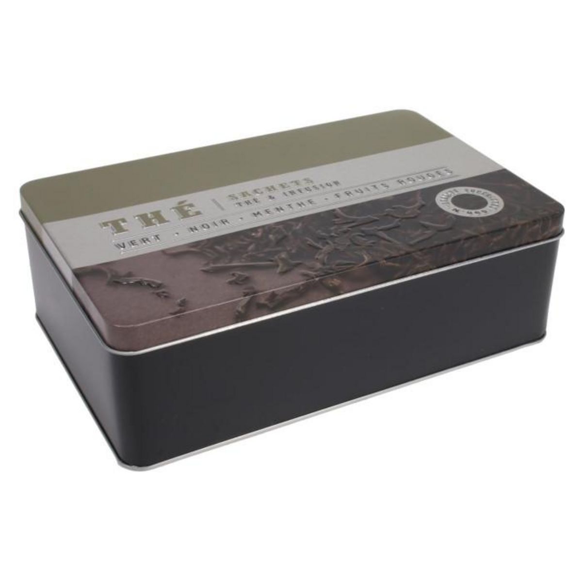 Paris Prix Boîte à Thé en Métal  Relief Vintage  21cm Marron