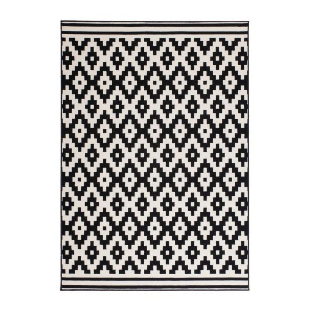 Paris Prix Tapis Géométrique à Poils Courts  Now III  Noir