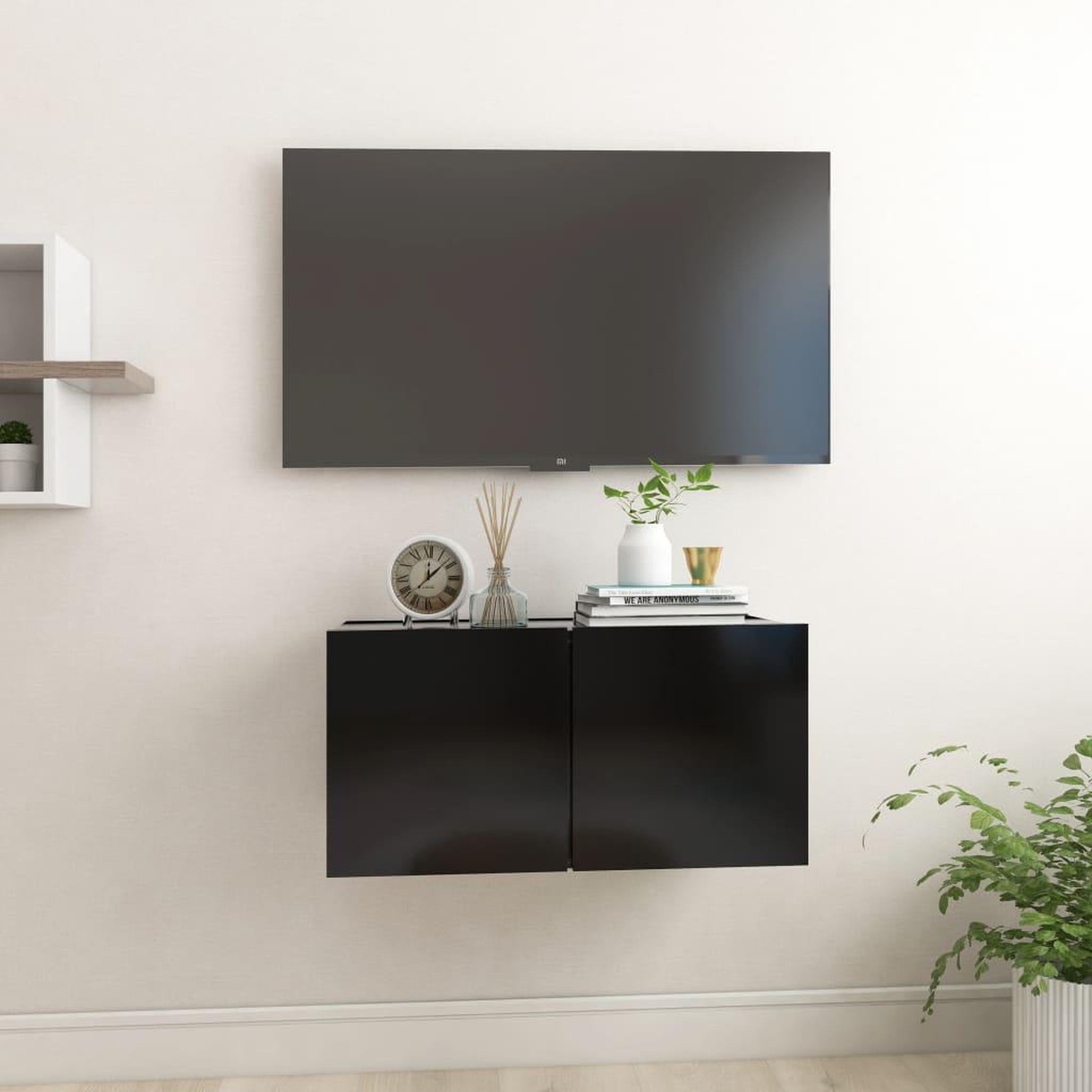 Voir la diapositive 1 : VIDAXL Meuble TV suspendu Noir 60x30x30 cm