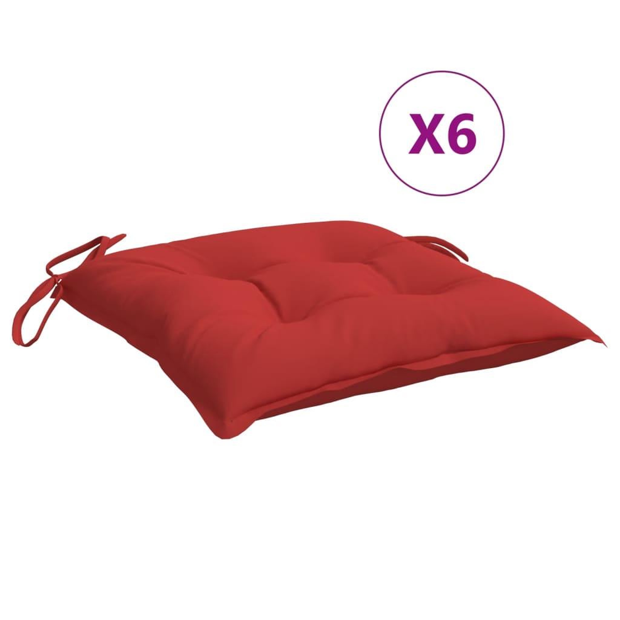 Voir la diapositive 2 : VIDAXL Coussins de palette lot de 6 rouge 50x50x7 cm tissu oxford