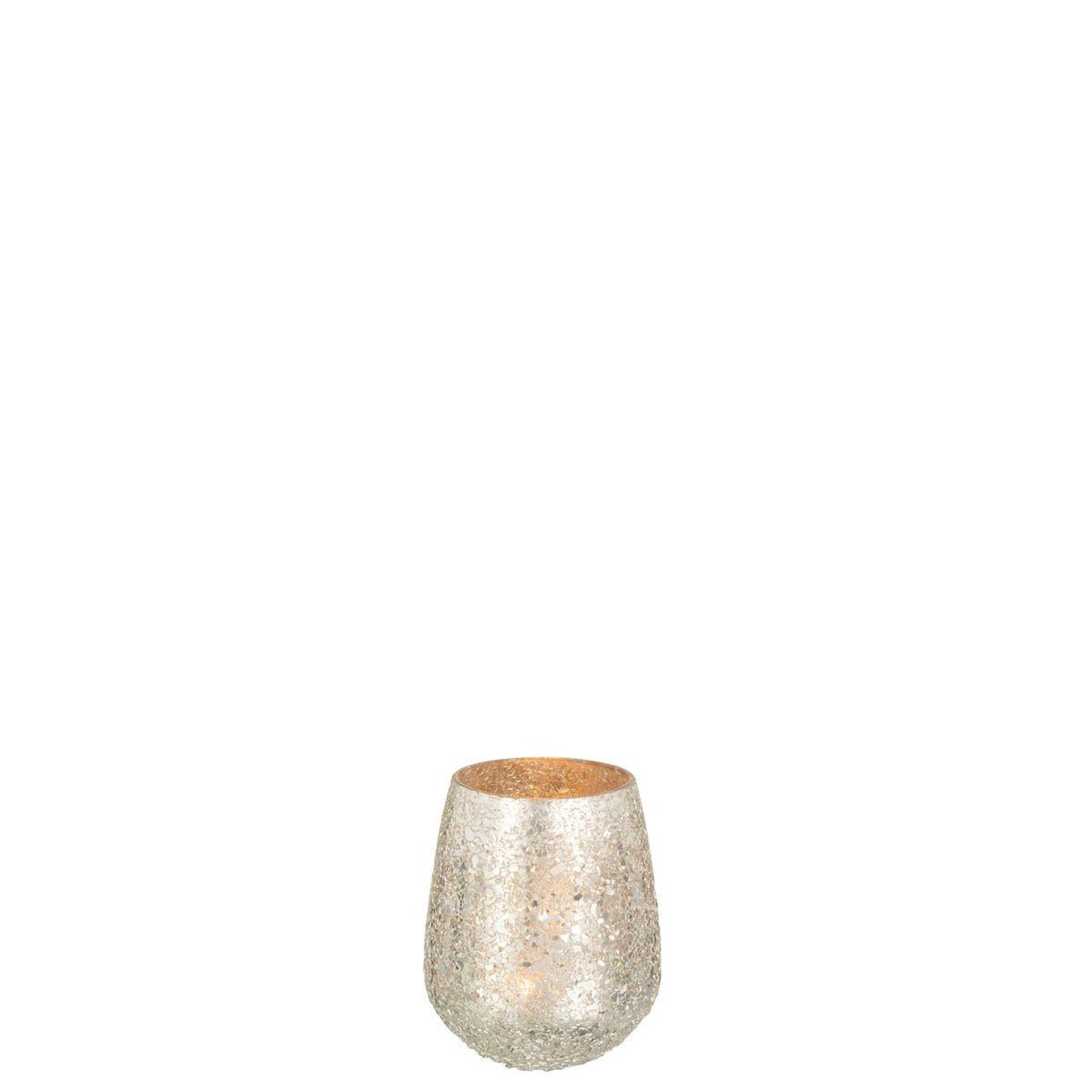 Voir la diapositive 2 : J-LINE Photophore Éclat de Verre  Tom  12cm Or