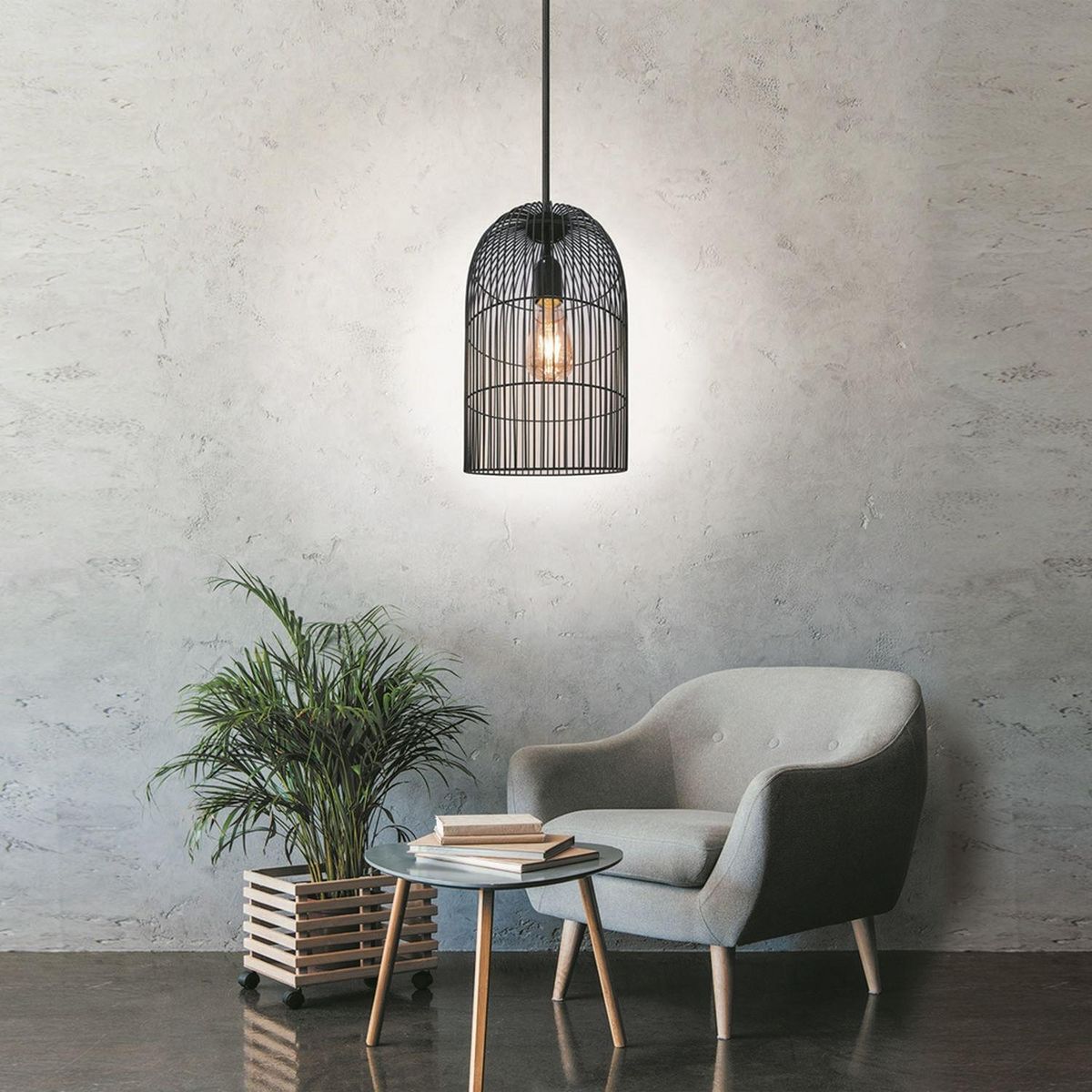 The Home Deco Factory Suspension luminaire en métal filaire Cage - Diam. 20 cm