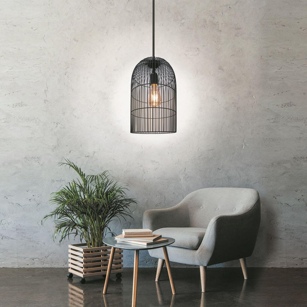 The Home Deco Factory Suspension luminaire en métal filaire Cage - Diam. 20 cm