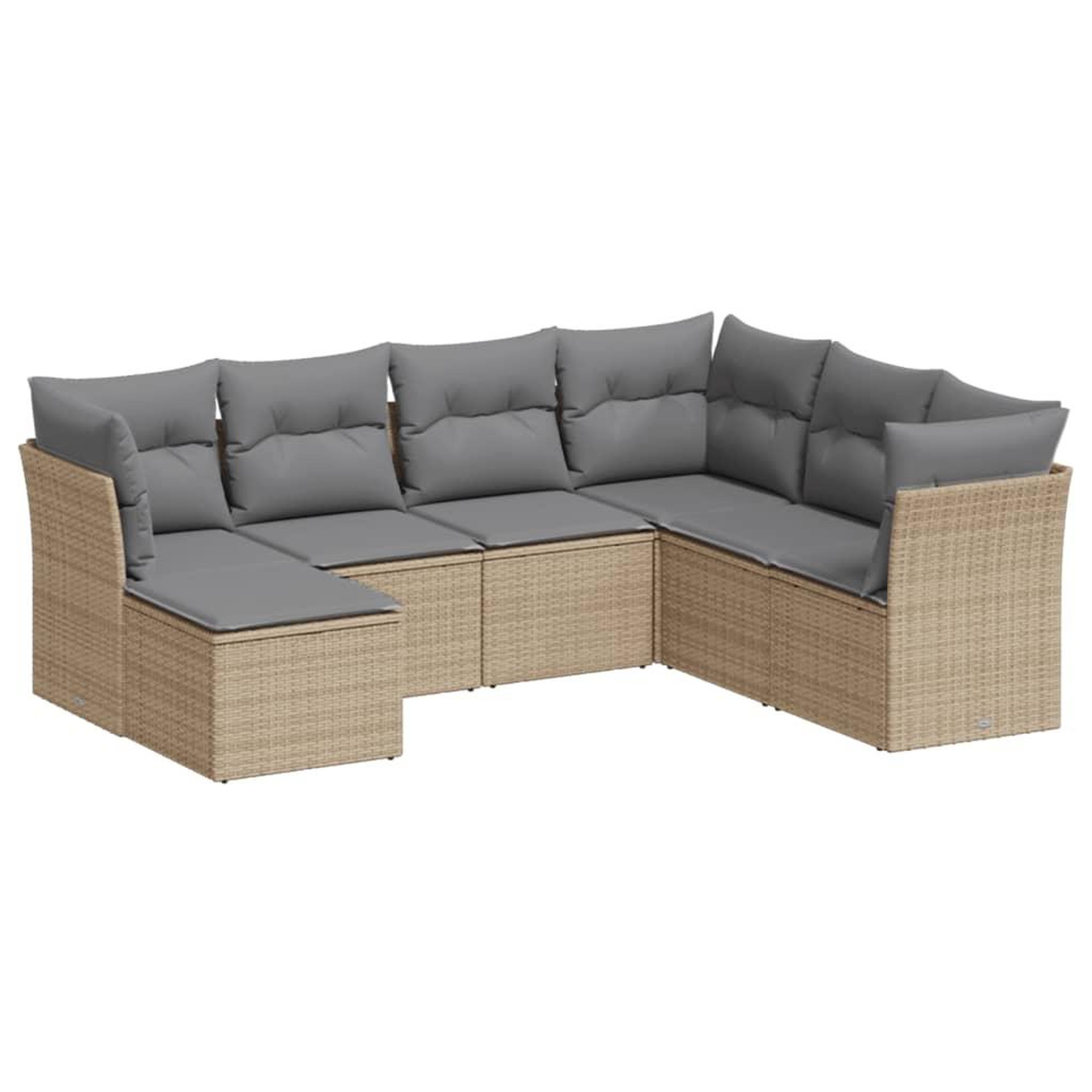 Voir la diapositive 2 : VIDAXL Salon de jardin avec coussins 7 pcs beige resine tressee