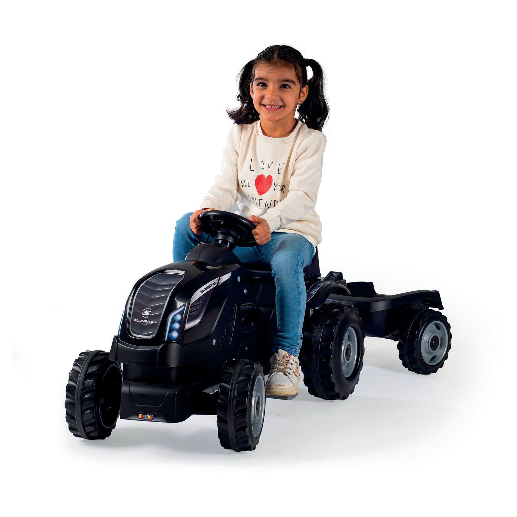 Voir la diapositive 2 : SMOBY Tracteur Farmer XL noir avec remorque