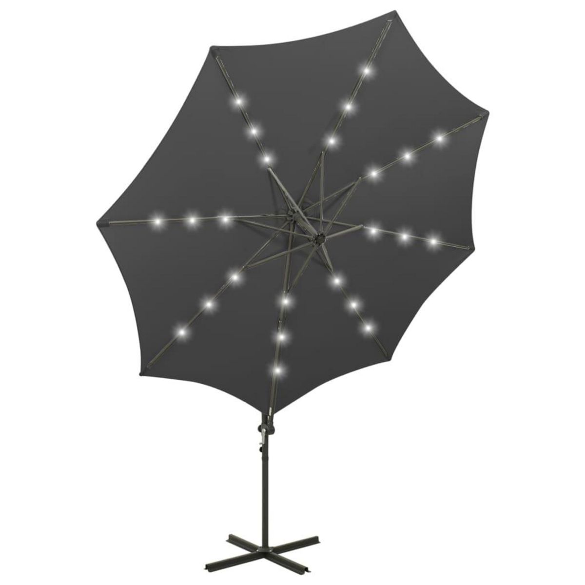 VIDAXL Parasol de jardin en porte-a-faux avec mat et lumieres LED