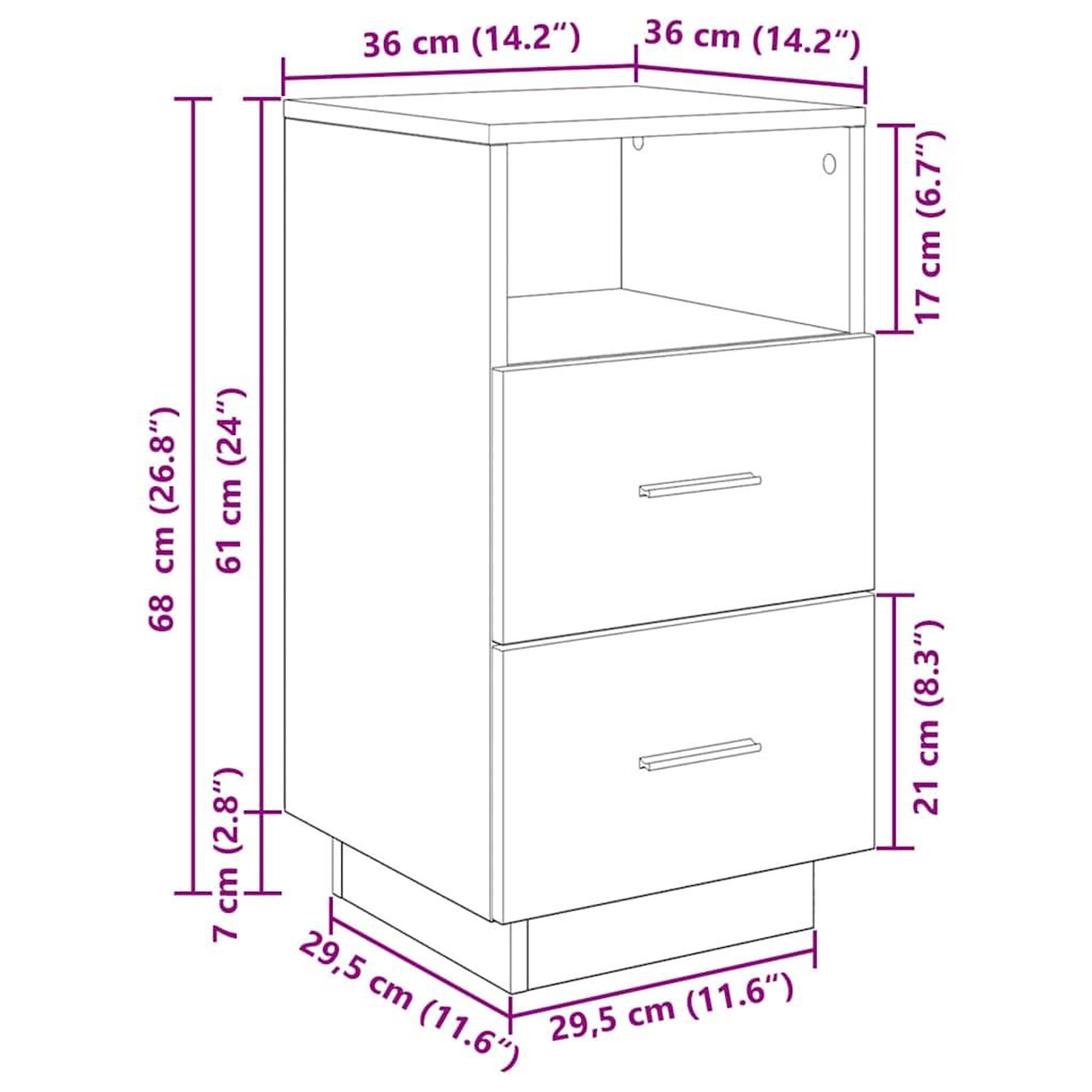 Voir la diapositive 6 : VIDAXL Table de chevet avec 2 tiroirs blanc 36x36x68 cm