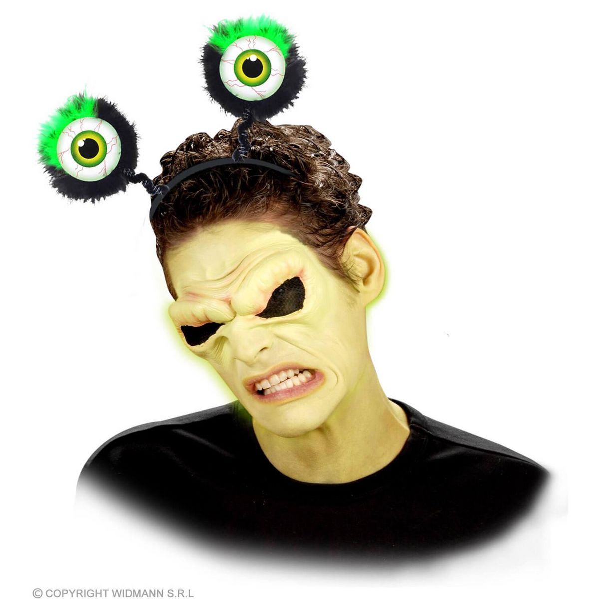WIDMANN Serre-Tête Yeux Avec Plumes Verts - Adulte
